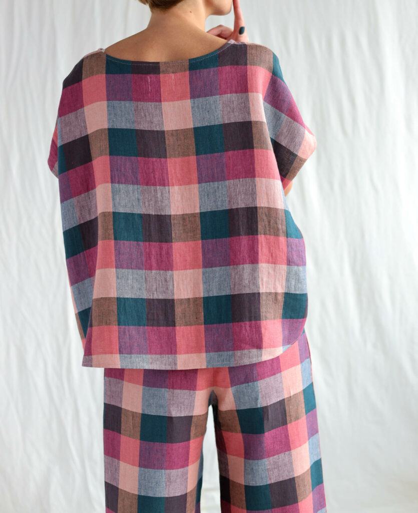 Checkered linen oversized top - Image 1