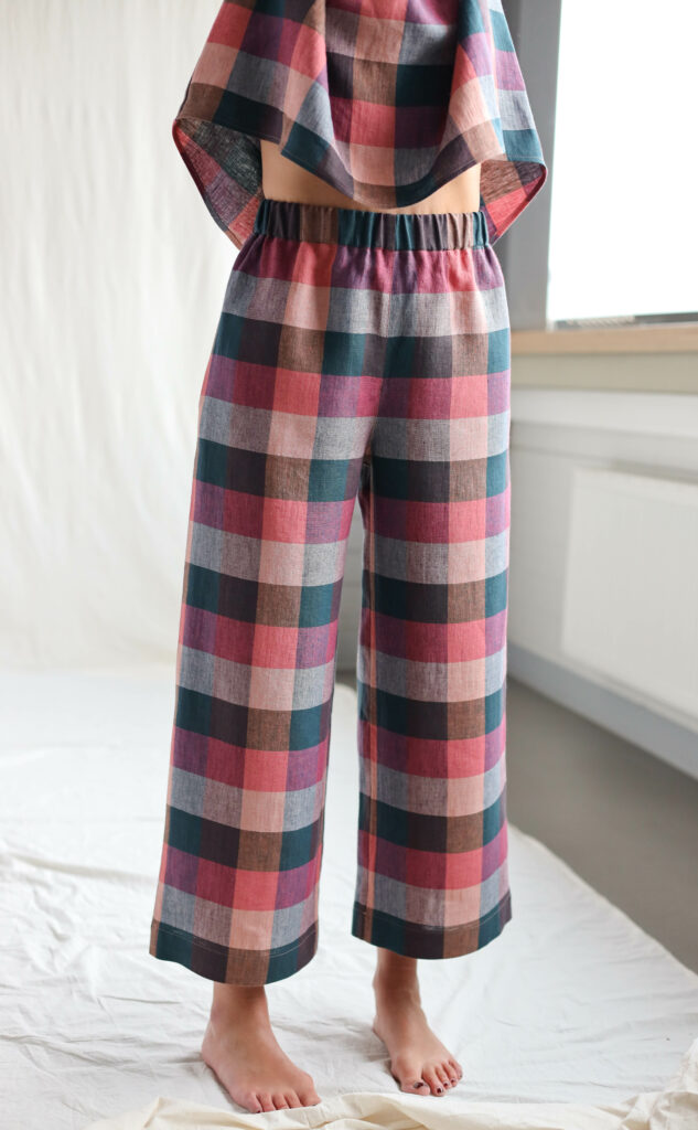 Wide Leg Linen Culottes Wide leg linen culottes in checks | Trousers | Multicolored Checks | Sustainable clothing | OffOn clothing