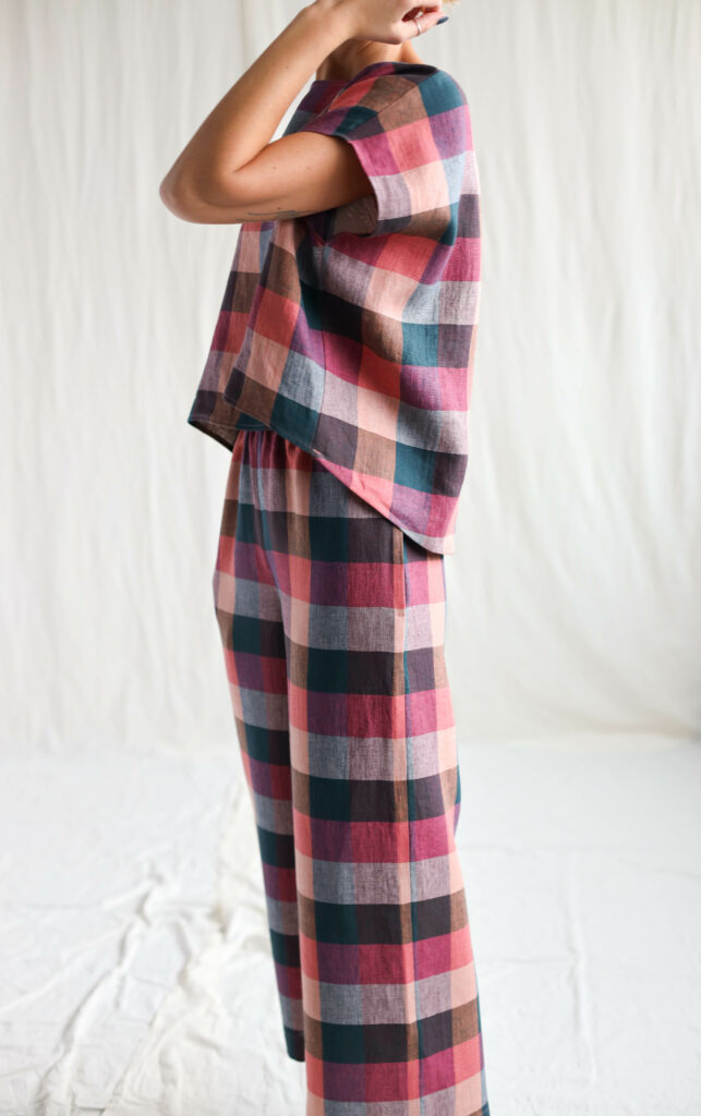 Checkered linen oversized top - Image 3