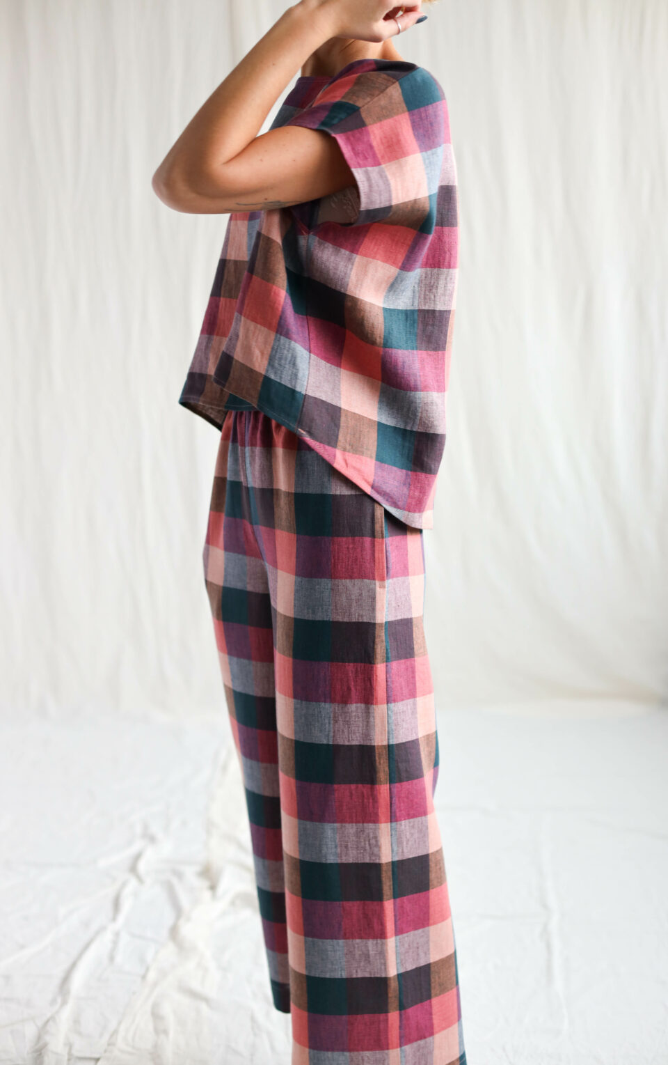 Checkered linen oversized top - Image 3