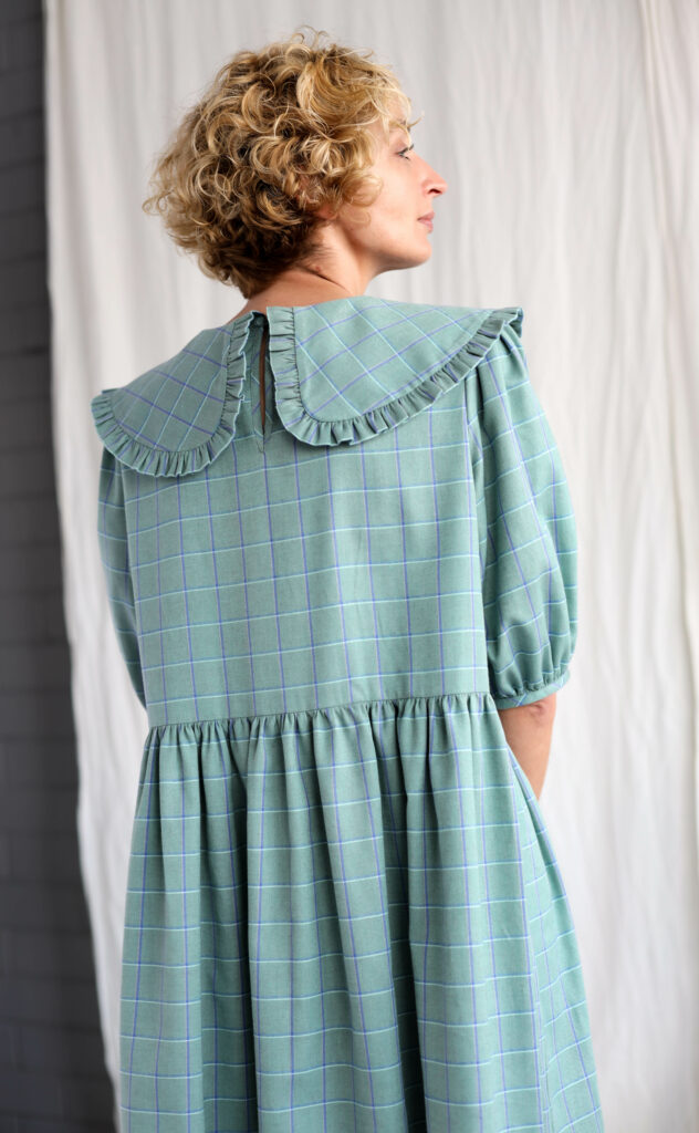 Puritan collar loose fit plaid cotton dress SERENA - Image 2