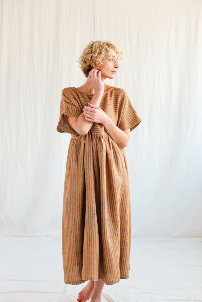 Oversize linen dress in stripes SILVINA - Image 1