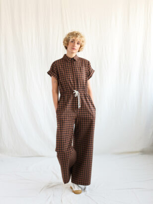 Gingham short sleeve summer jumpsuit | Jumpsuits | Sustainable clothing | OffOn clothing