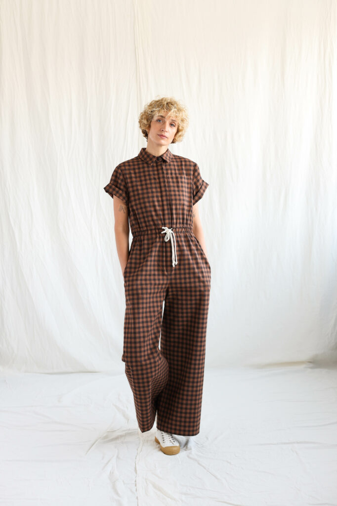 Gingham short sleeve summer jumpsuit | Jumpsuits | Sustainable clothing | OffOn clothing
