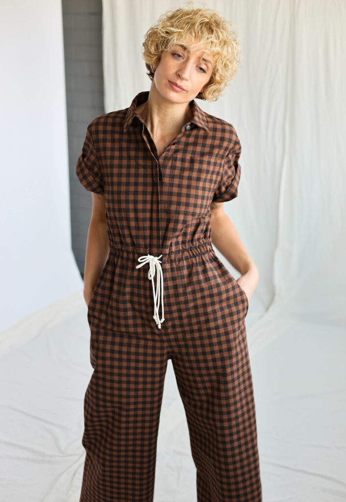 Gingham short sleeve summer jumpsuit LENNY - Image 1
