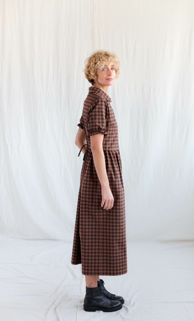 Gingham cotton button through dress MAY - Image 2