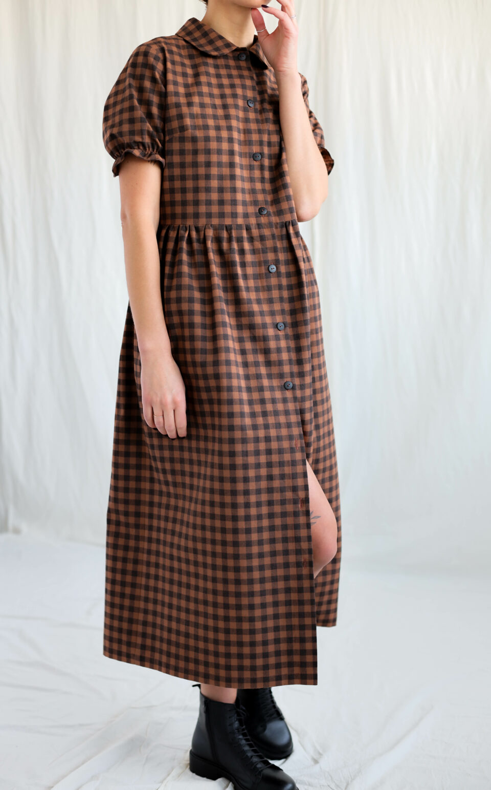 Gingham cotton button through dress | Dress | Sustainable clothing | OffOn clothing