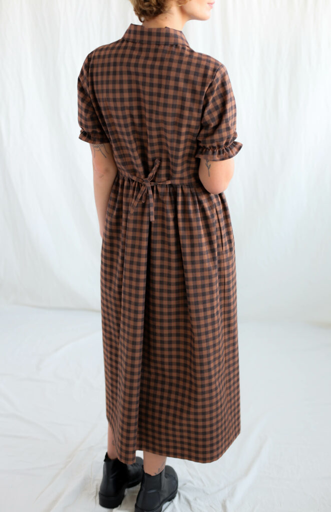 Gingham cotton button through dress MAY - Image 3