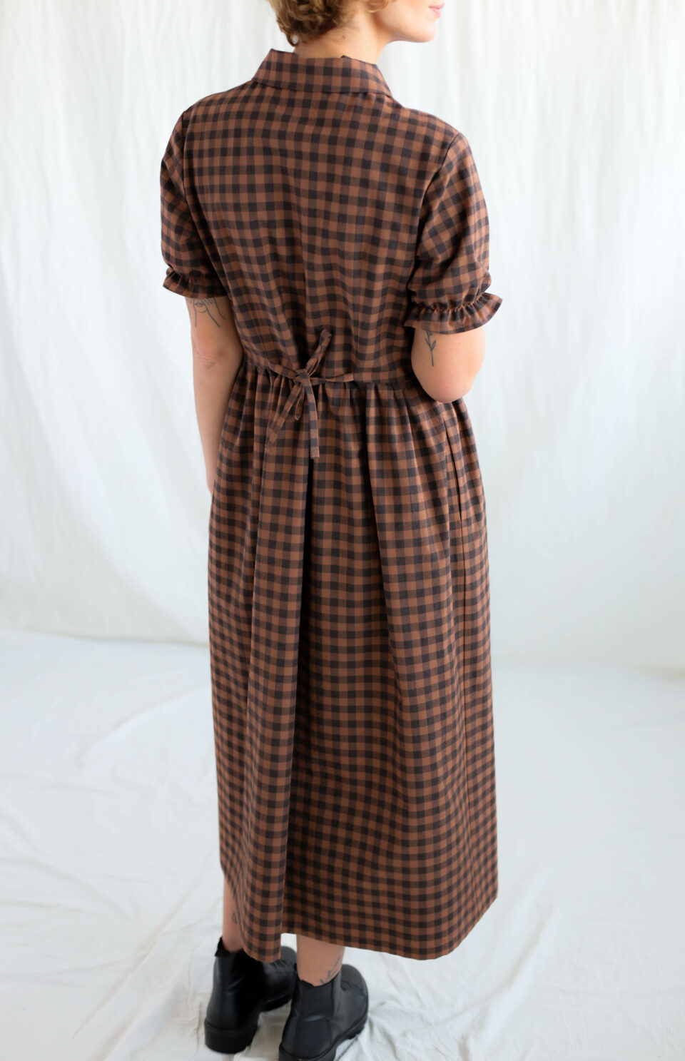 Gingham cotton button through dress MAY - Image 3