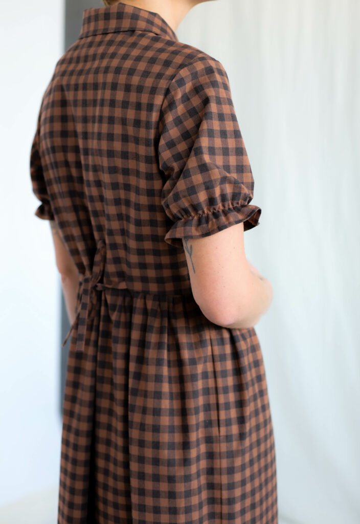 Gingham cotton button through dress MAY - Image 4