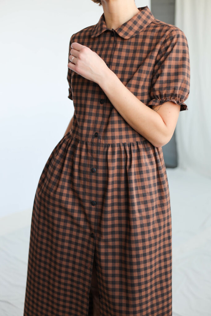 Gingham cotton button through dress MAY - Image 5