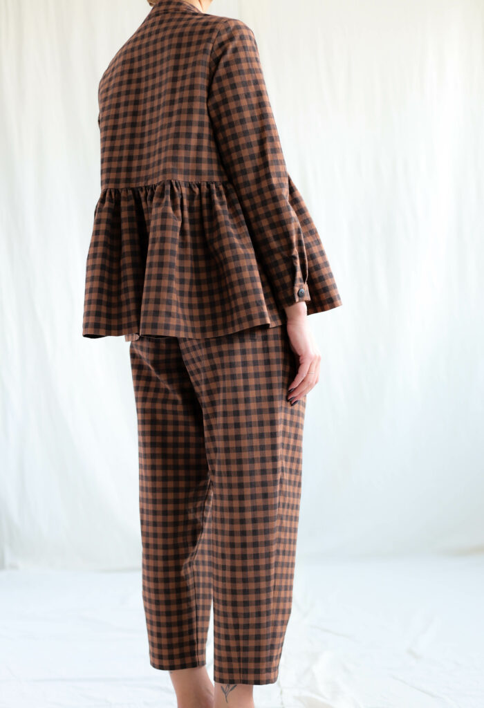 Gingham loose fit peplum blouse IRENE - Image 4