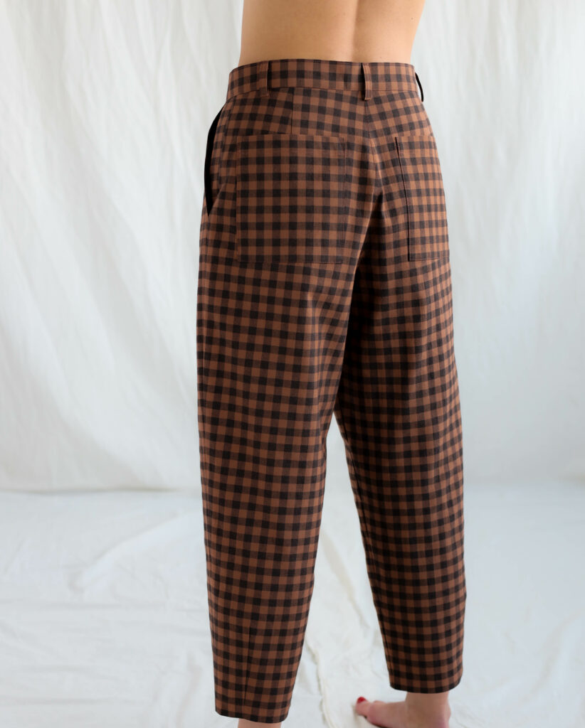 Gingham boxy tapered leg trousers - Image 2