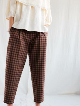 Gingham boxy tapered legLinen maxi boho dress | Trousers | Gingham | Sustainable clothing | OffOn clothing trousers