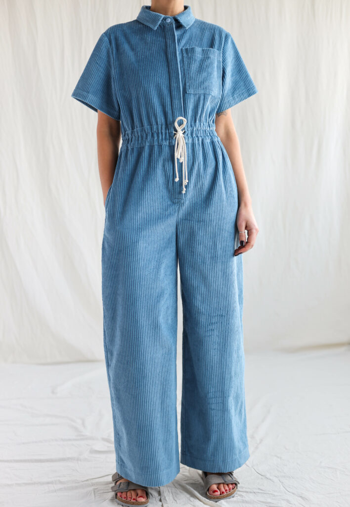 Loose fit 6 wale light blue cord jumpsuit LENNY - Image 4