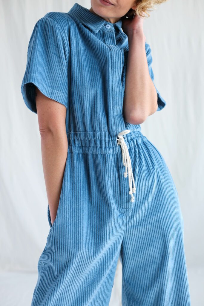 Loose fit 6 wale light blue cord jumpsuit LENNY - Image 3