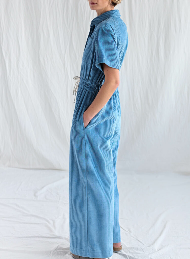 Loose fit 6 wale light blue cord jumpsuit LENNY - Image 1