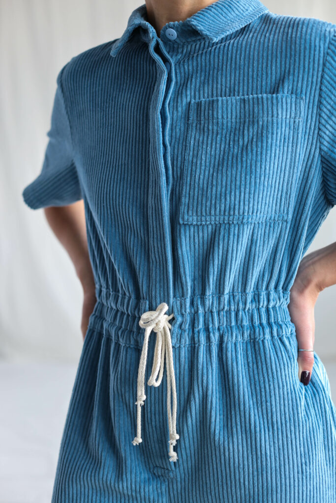 Loose fit 6 wale light blue cord jumpsuit LENNY - Image 5