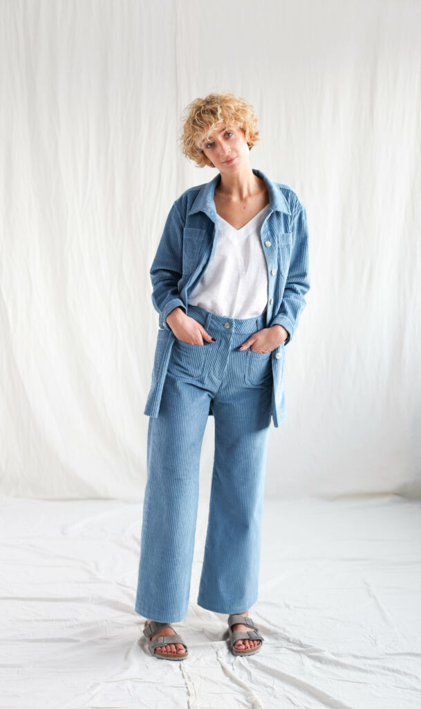 Light blue workwear style cord jacket - Image 3