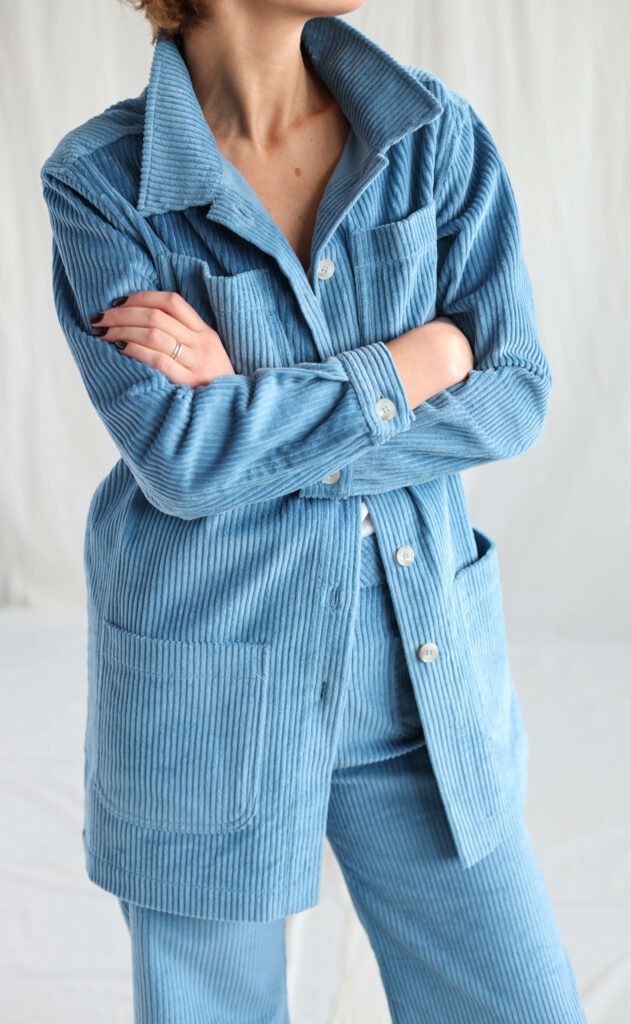 Light blue workwear style cord jacket - Image 5