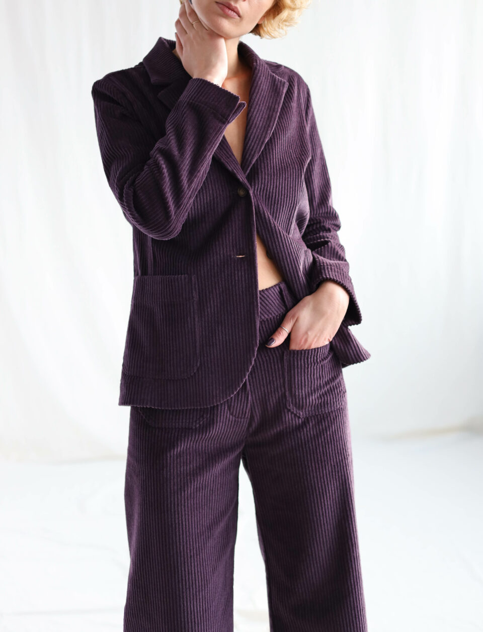 Eggplant wide wale corduroy blazer - Image 1