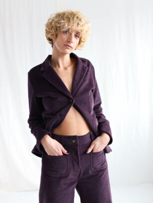Eggplant wide wale corduroy blazer | Jacket | Eggplant | Sustainable clothing | OffOn clothing