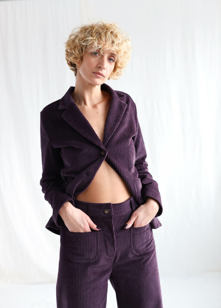 Eggplant wide wale corduroy blazer | Jacket | Eggplant | Sustainable clothing | OffOn clothing