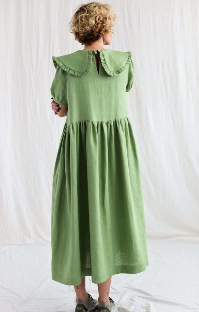 Foliage linen puritan collar dress MARTA - Image 2