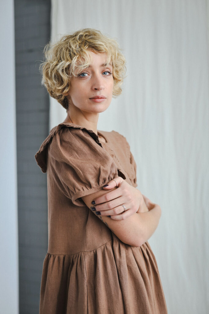 Hazel linen puritan collar dress MARTA - Image 1