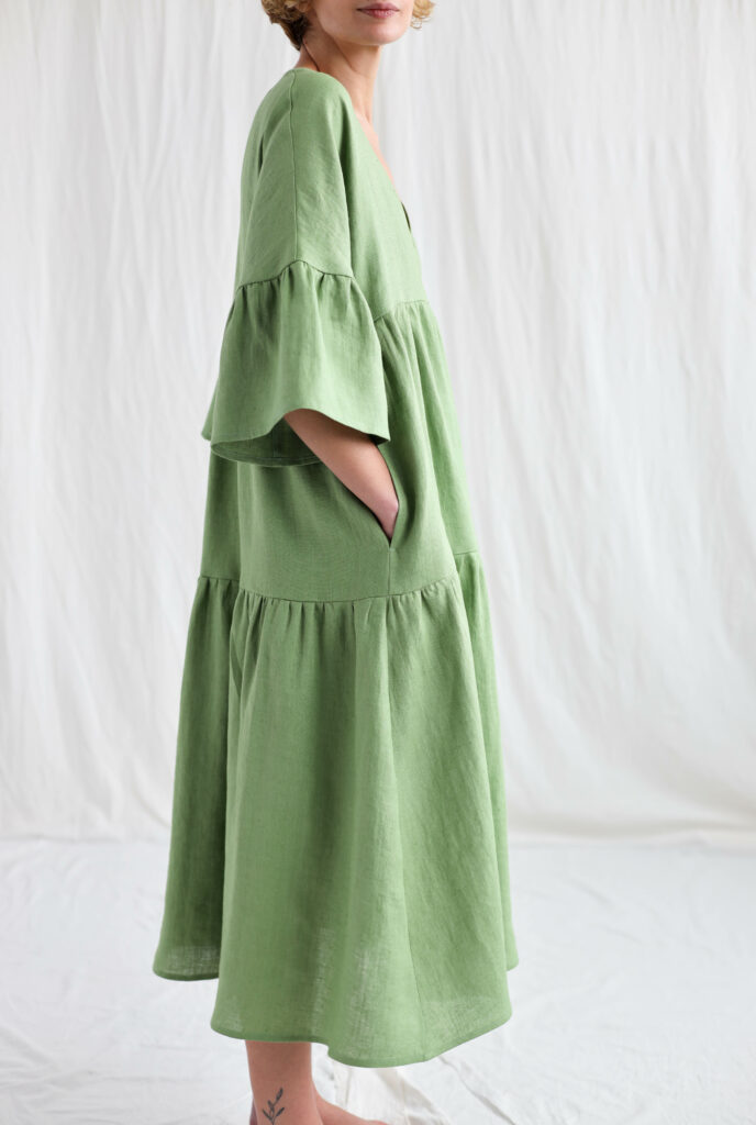 Foliage linen tiered dress ADELE - Image 3