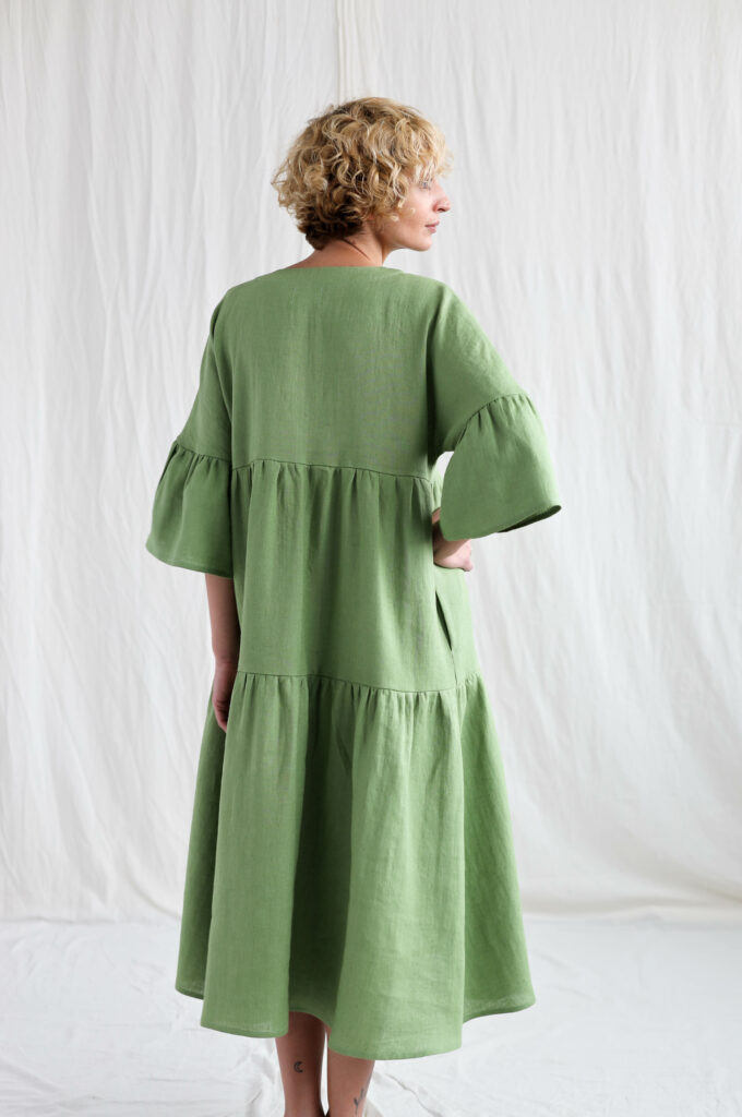 Foliage linen tiered dress ADELE - Image 4