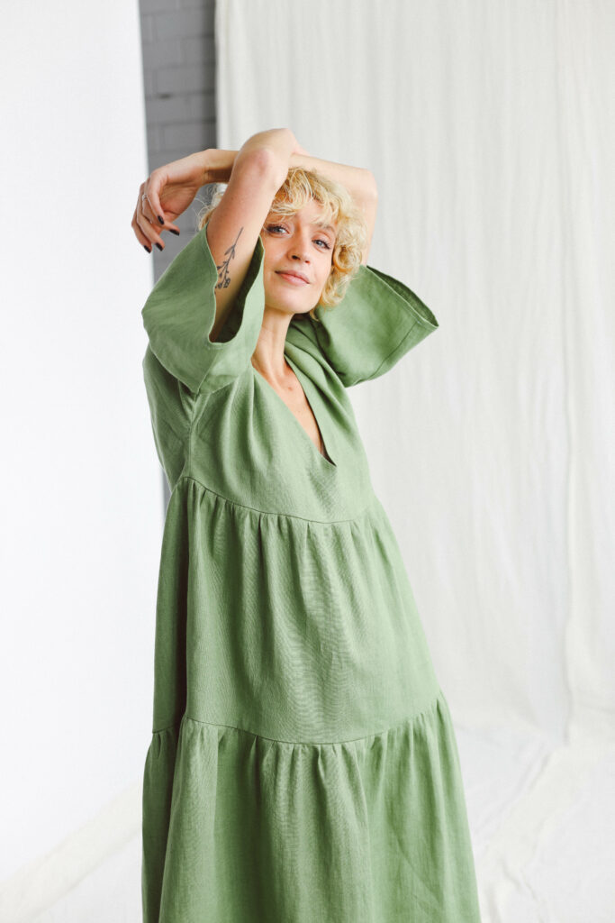 Foliage linen tiered dress Foliage linen tiered dress | Dress | Foliage | Sustainable clothing | OffOn clothing