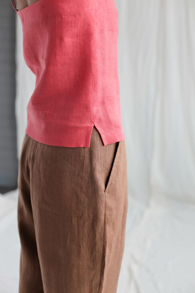 Coral linen loose fit slip top LUCA - Image 3