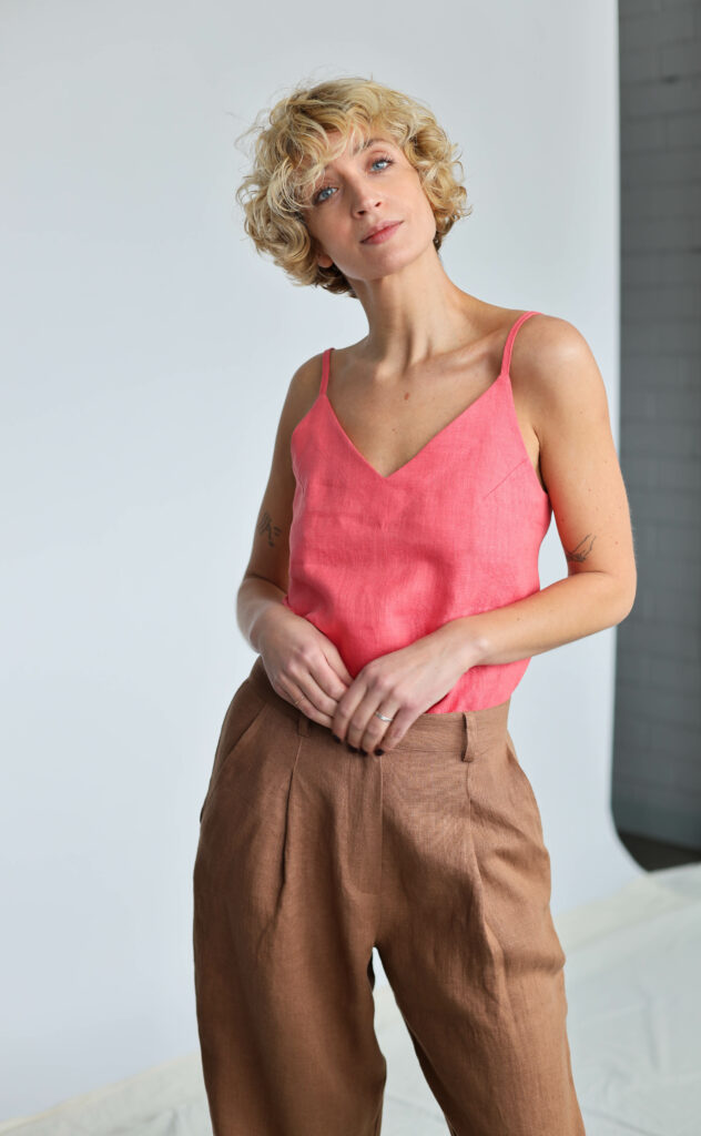 Coral linen loose fit slip top LUCA - Image 5