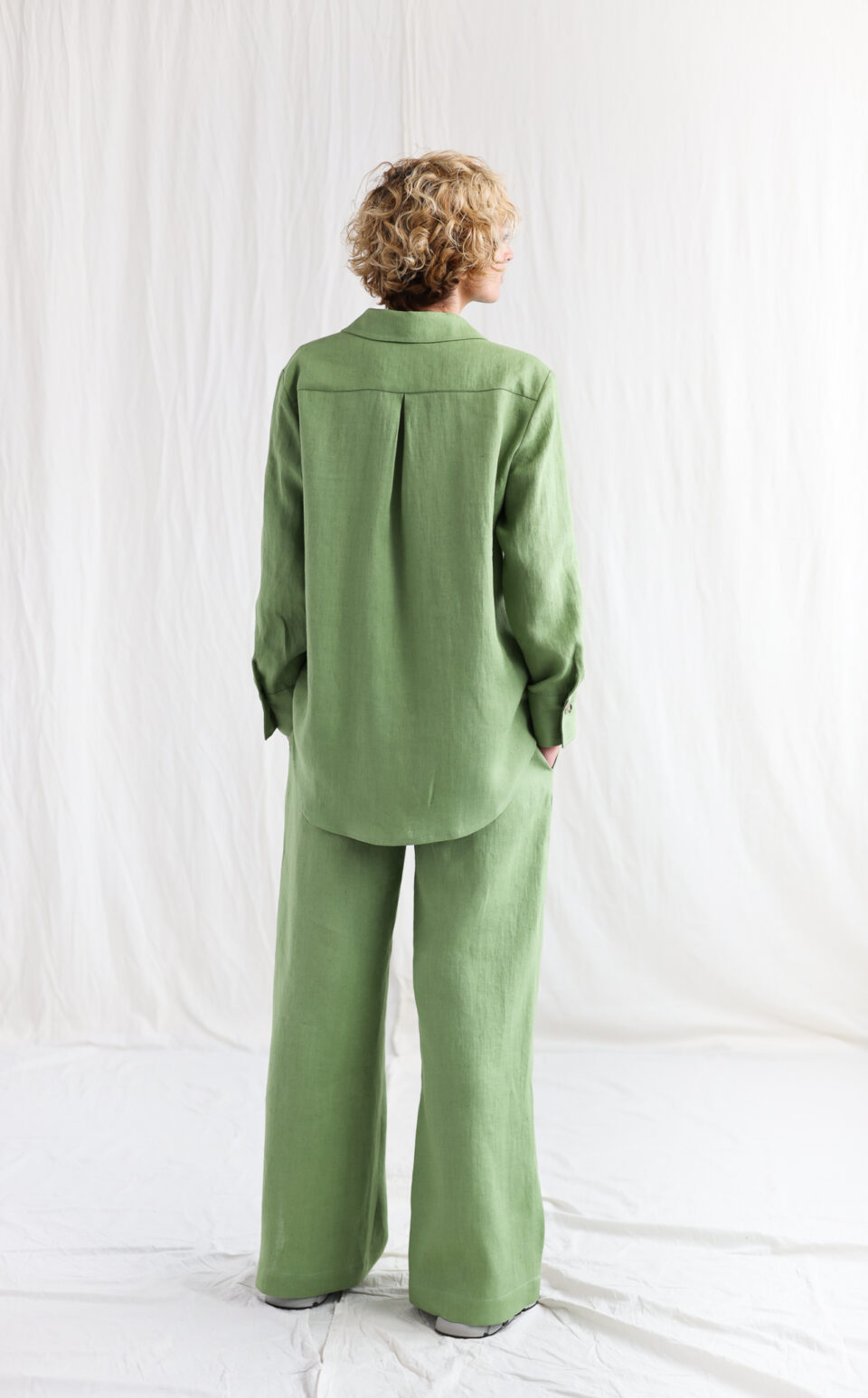 Oversize foliage linen long sleeve shirt RENA - Image 5