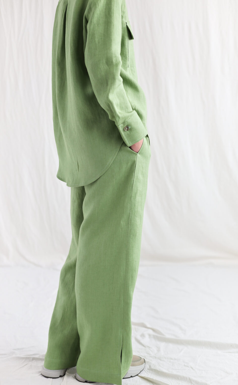 Linen palazzo elasticated waist pants - Image 1
