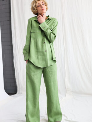 Linen oversized shirt and elasticated waist pants suit | Suit | Foliage | Sustainable clothing | OffOn clothing