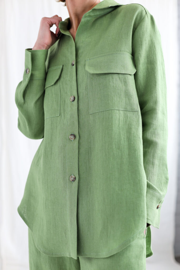 Oversize foliage linen long sleeve shirt RENA - Image 3