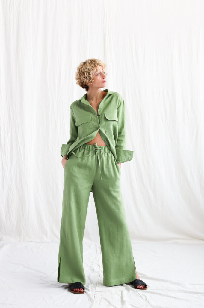 Linen palazzo elasticated waist pants - Image 4