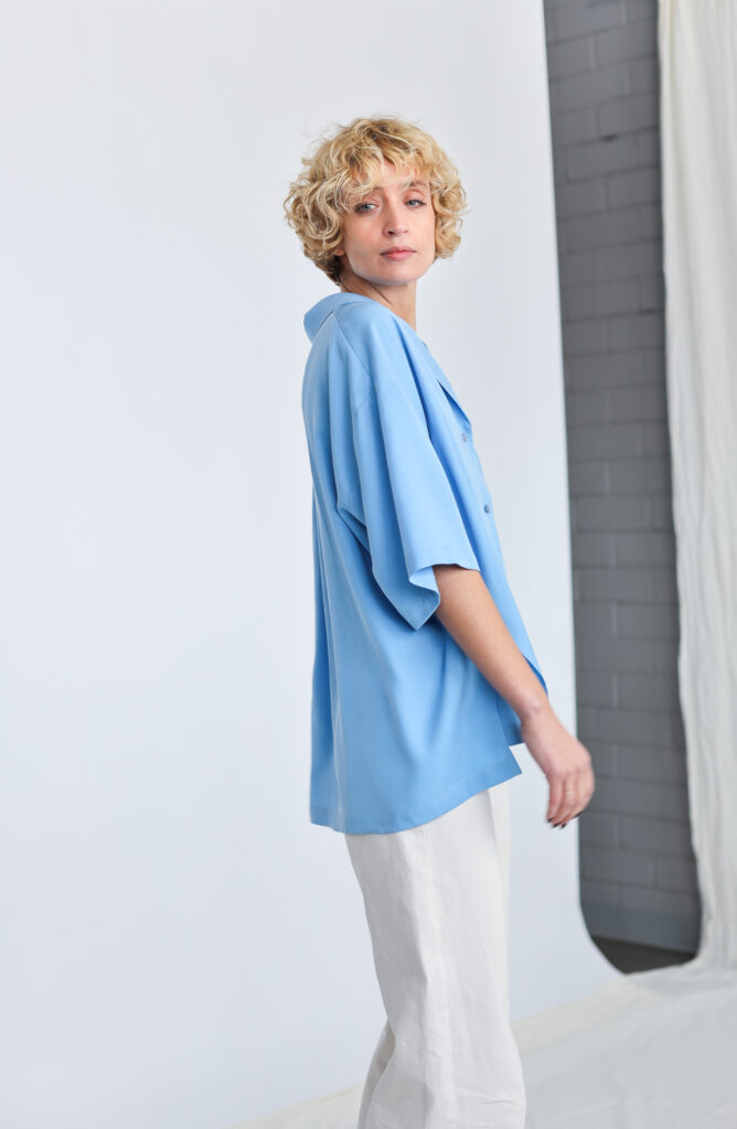 Oversize light blue tencel shirt LYKKE - Image 1