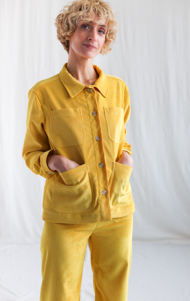 Boxy fit needlecord bright yellow summer jacket - Image 1