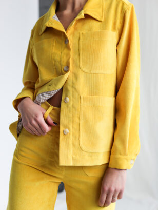 BOXY FIT NEEDLECORD BRIGHT YELLOW SUMMER JACKET | Jacket | Sustainable clothing | OFFON Clothing