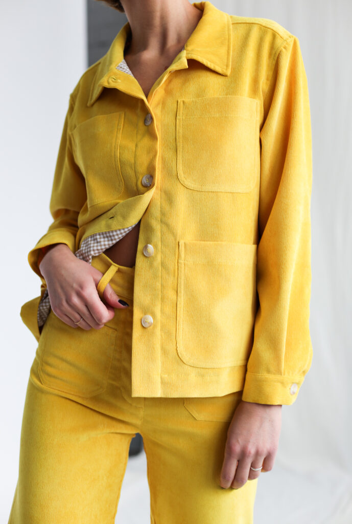 BOXY FIT NEEDLECORD BRIGHT YELLOW SUMMER JACKET | Jacket | Sustainable clothing | OFFON Clothing