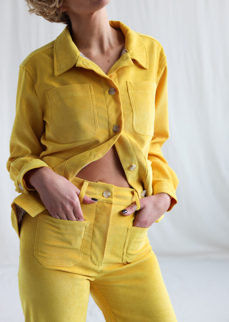 Vintage cut bright yellow needlecord culottes - Image 2