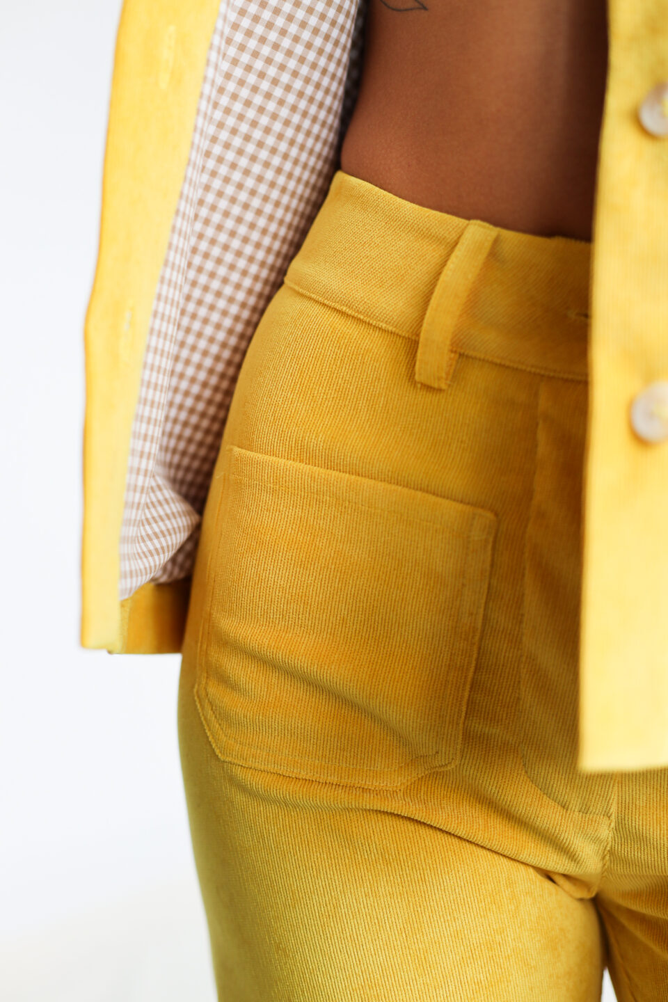 Vintage cut bright yellow needlecord culottes - Image 5