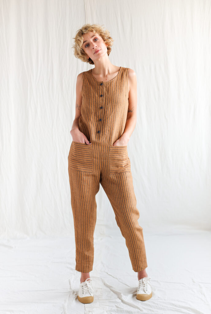Sleeveless striped linen jumpsuit - Image 2