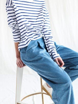 Boxy tapered leg wide wale cord trousers
