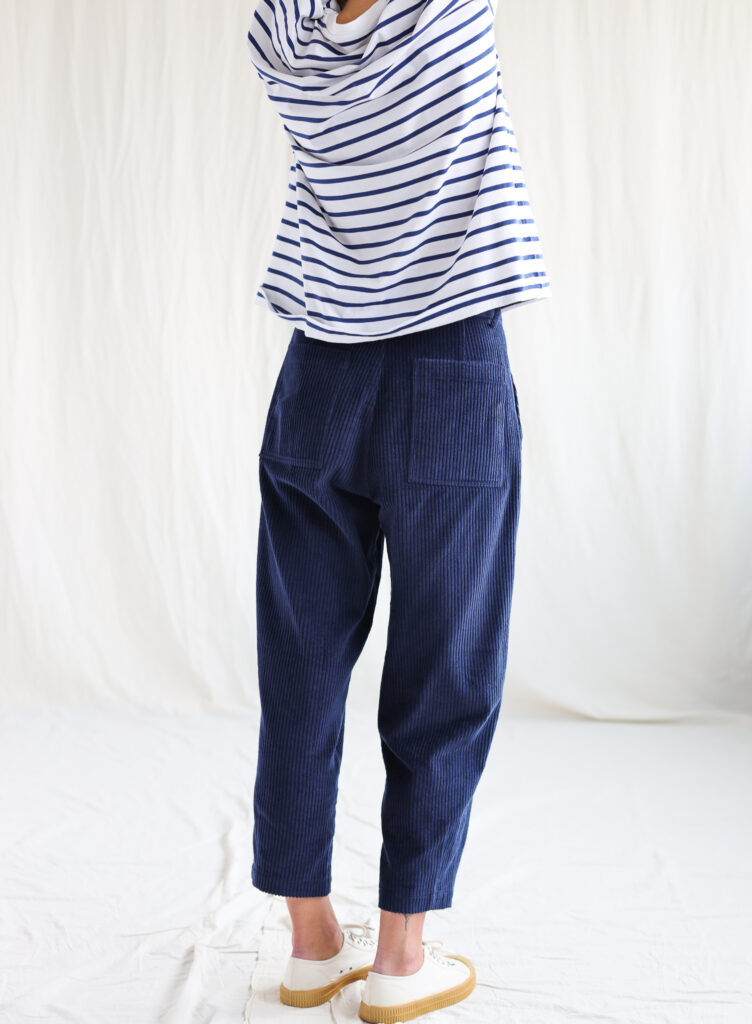 Boxy navy blue cord trousers - Image 2