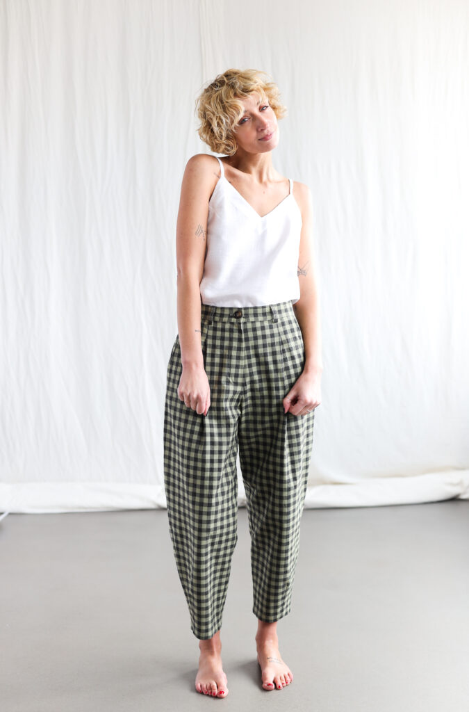 Boxy organic cotton gingham trousers - Image 1