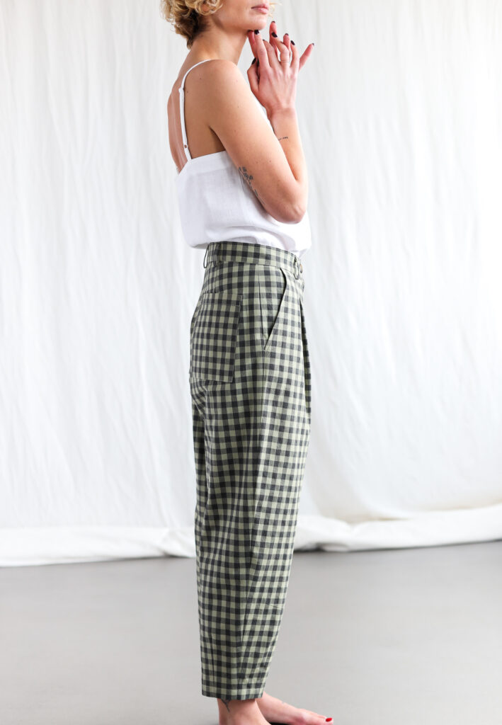 Boxy organic cotton gingham trousers - Image 2